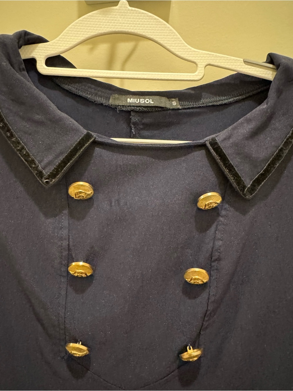 Miusol Navy Coat Dress with Gold Decorative Buttons
